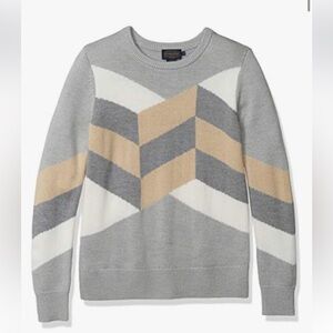 Pendleton Chevron Pattern Crew Neck Sweater - Gray, Cream, Tan